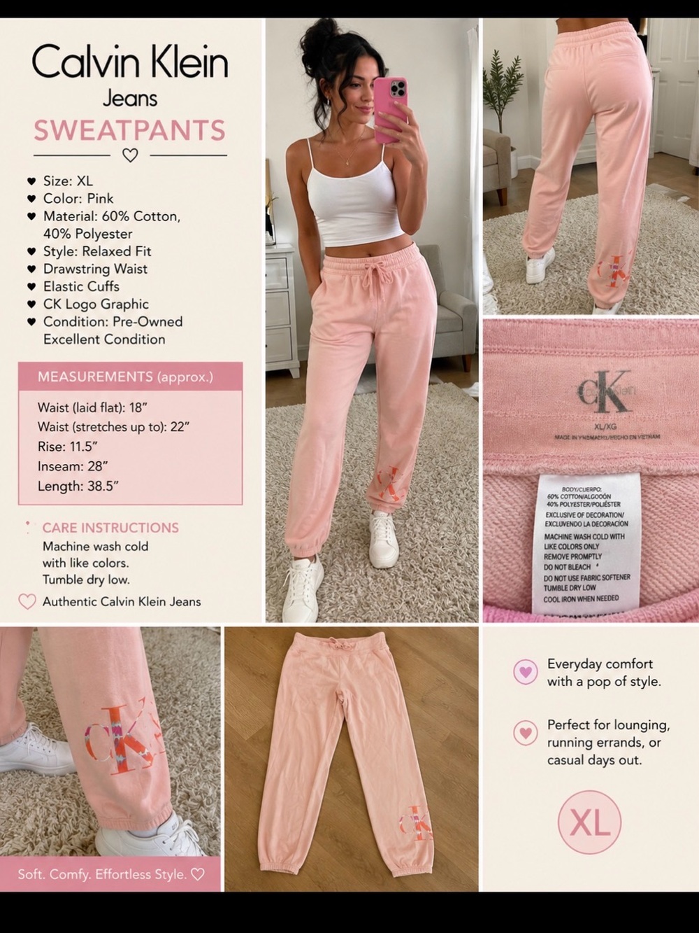 Calvin Klein Light Pink Kids Drawstring Joggers